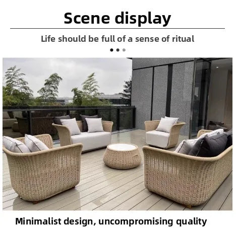 Italian Style Modern Luxury Waterproof Outdoor Rattan Garden Sofa Set For Hotels And Villas For Courtyard Luxlife Brands