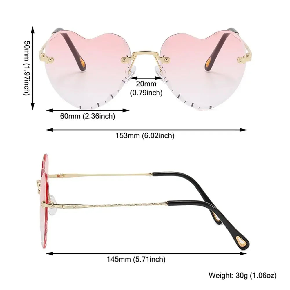 Heart-Shaped Rimless Sunglasses UV400 Luxlife Brands