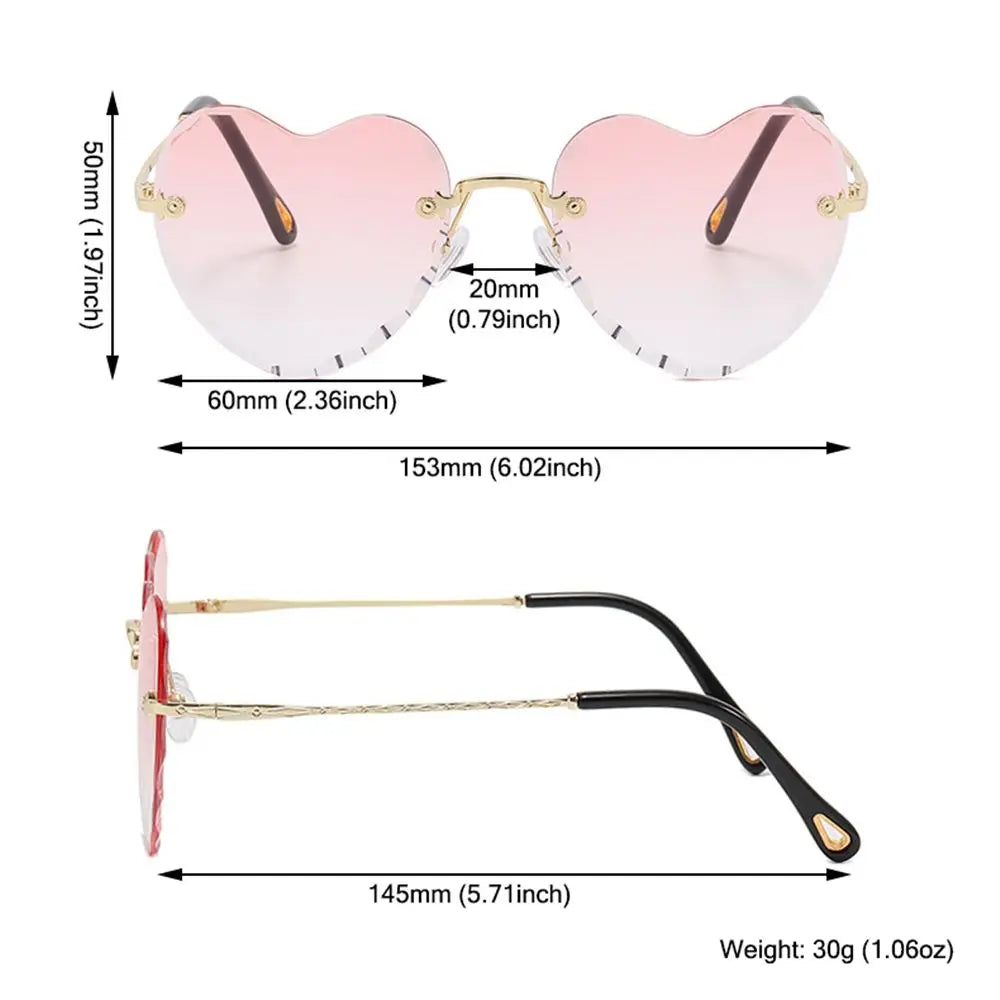 Heart-Shaped Rimless Sunglasses UV400