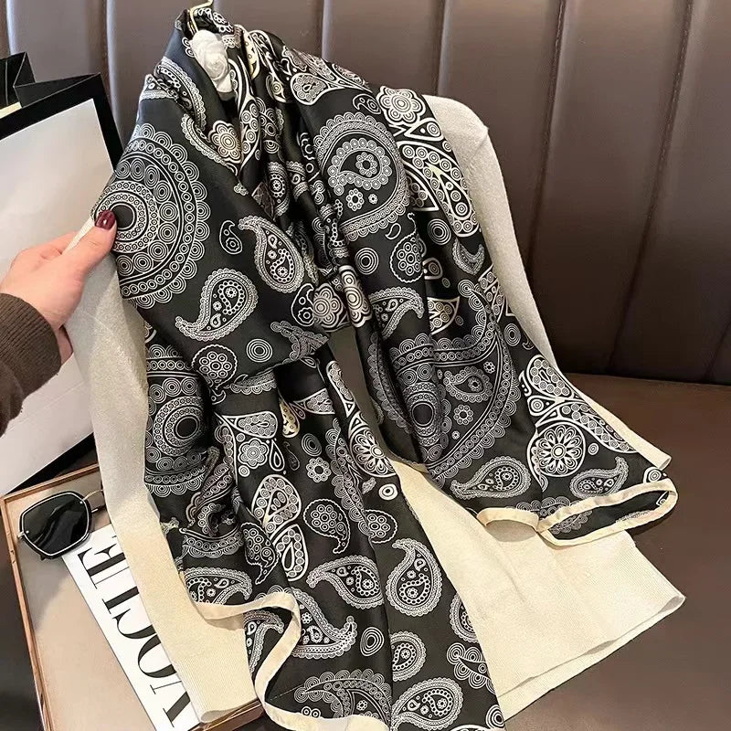 180*90cm Luxury Brand Spring Summer Autumn Women Clothing New Fashion Color matching printed silk scarf lady popular turba