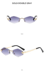 Luxury Polygon Sunglasses for Women Hipster Irregular Rimless Sunglasses Ladies Small Metal Frame Vintage Rhombus Eyewear Brown Luxlife Brands