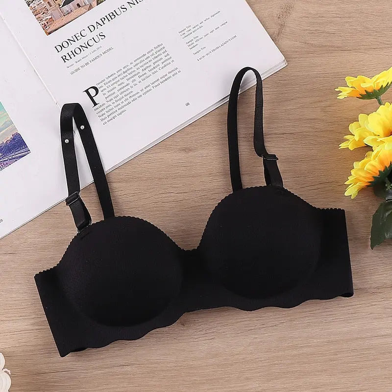 Sexy Bras Push Up Seamless Underwear Women Solid Candy Color Wireless Lingerie One-Piece Gather Convertible Straps Brassiere