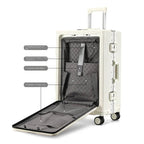 20/24 Inch Aluminum Frame Trolley Case with USB Cup Holder Large Capacity Luxlife Brands