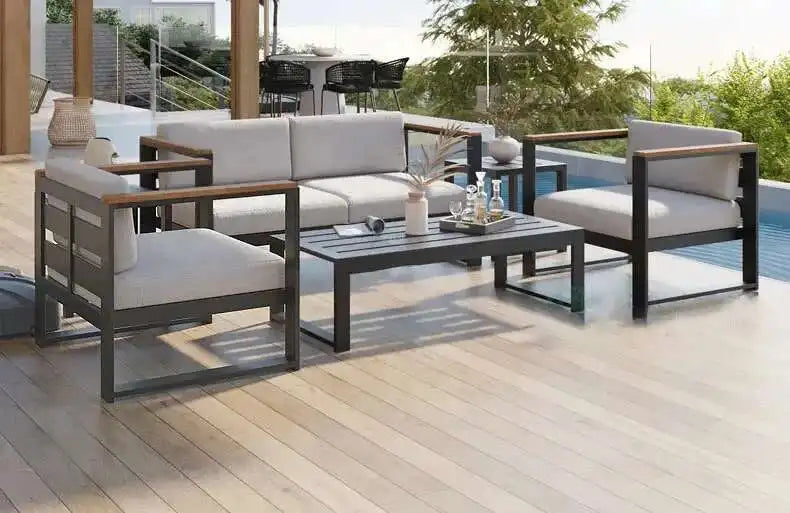 Aluminum Alloy Garden Sofas Waterproof Sunscreen Outdoor Furniture Home Courtyard Balcony Garden Sofa Coffee Table Combination L