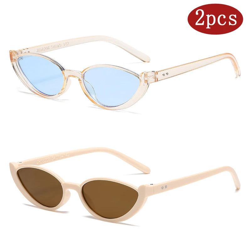 Hiking 2pcs Vintage Cat Eye Anti Light Glasses Half-frame Glasses Fashion Brand Design UV400 Eyewear Accessories Goggle