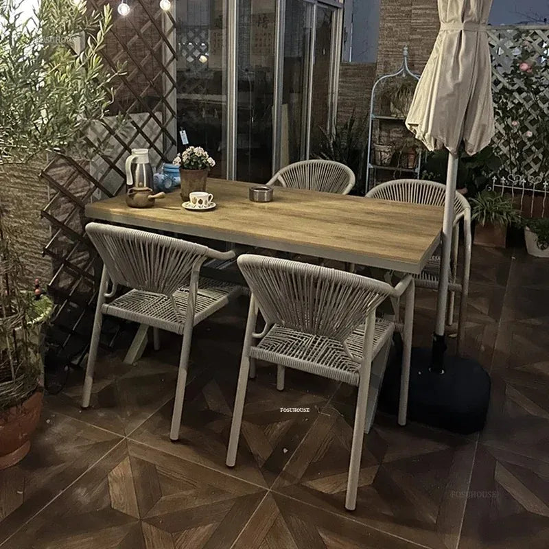 Nordic Garden Furniture Sets Hotel Patio Furniture Outdoor Set Creative Designer Waterproof Sun Protection Outdoor Chairs Tables