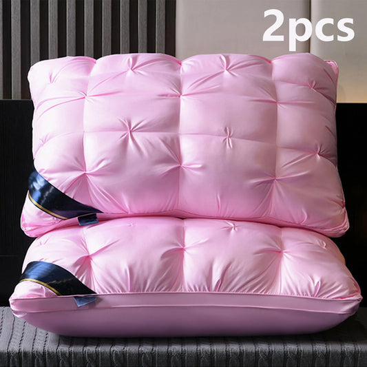 2pcs High quality sleep pillow Deep sleep neck pillow does not collapse high pillow Soft cotton pillowcase hotel bed pillow seri