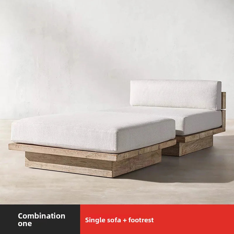 Outdoor Sofa, Creative Garden Courtyard Teak Furniture, Waterproof and Sun-proof, Outdoor Open-air Sofa Set