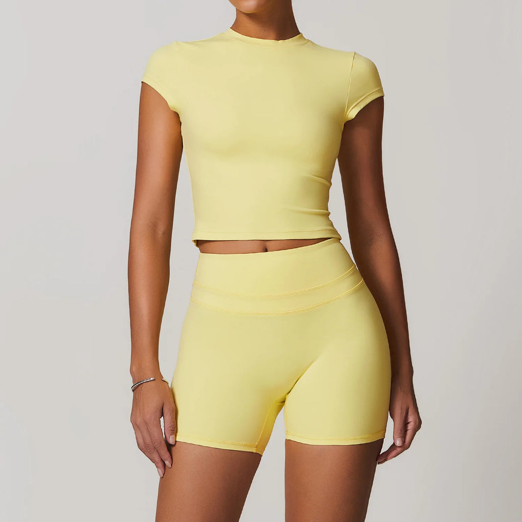 Hearuisavy 2-Piece Yoga Sets Sports Suit Women Fitness Tracksuit Running Workout Shirt Yoga Clothing Quick-Drying Gym Set Women