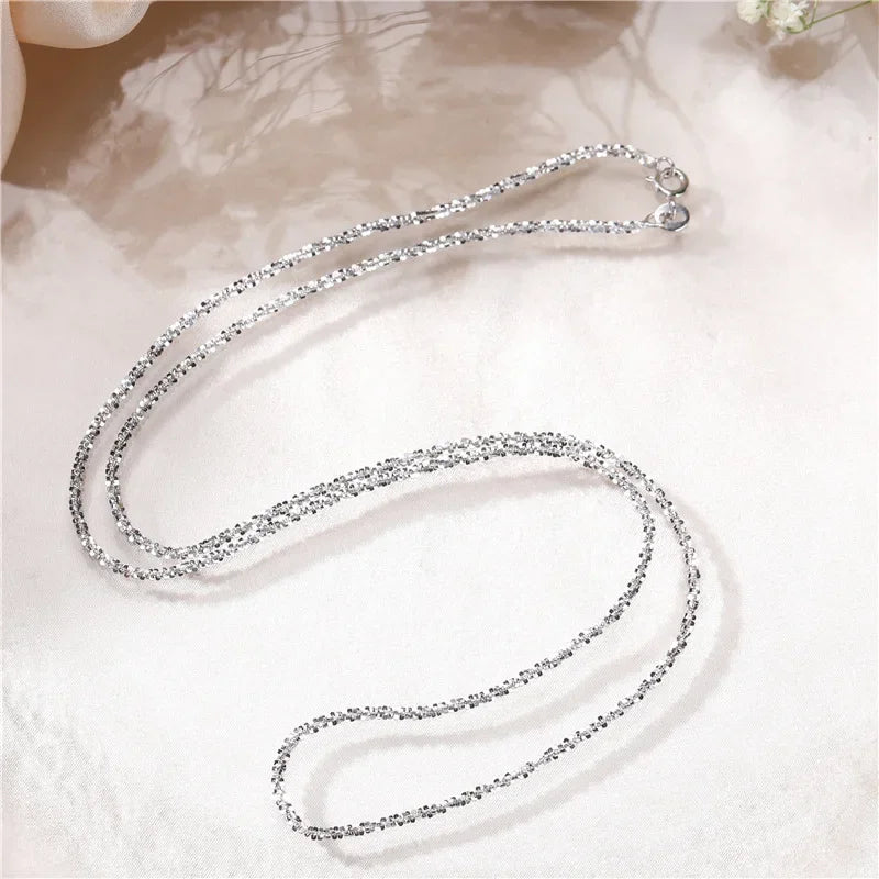 Genuine  Italian S925 Sterling Silver Necklace Sparkling Clavicle Chain Sweater Chain High Jewelry for Woman Fine Jewelry Gifts LUXLIFE BRANDS