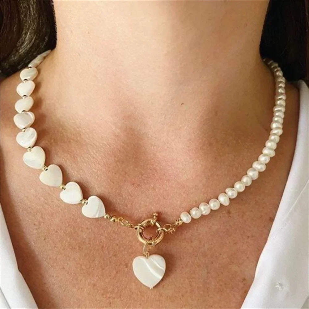 Vintage Heart Shell Necklace