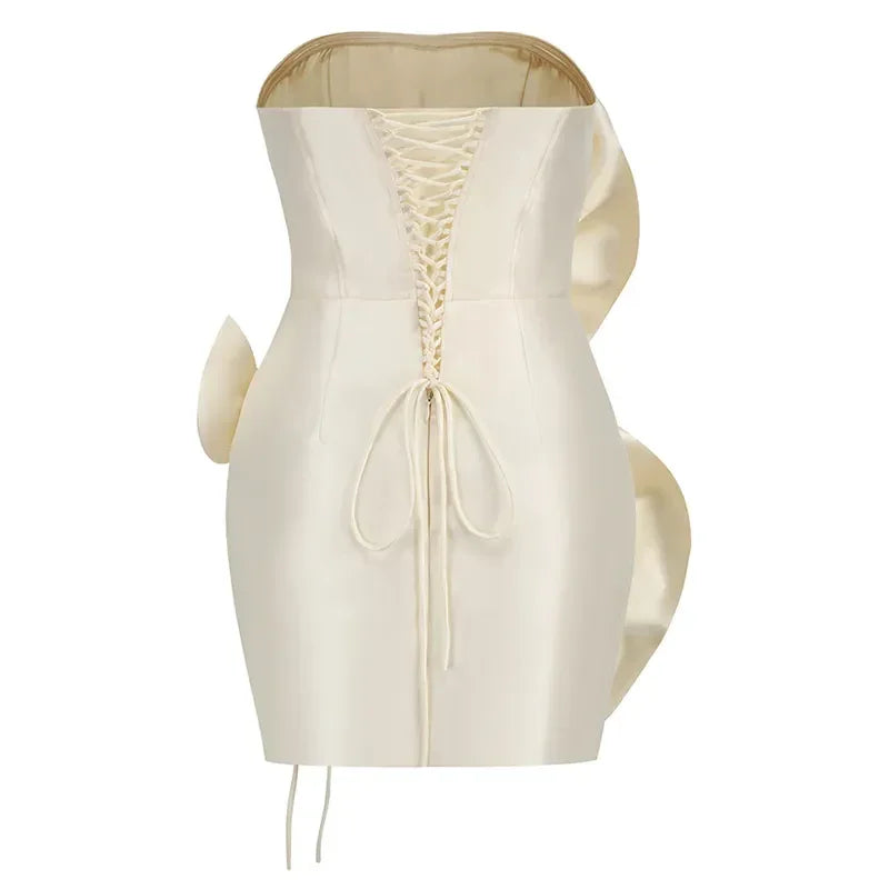 New sexy bra decoration flower dress, Women's temperament  back tiedesign party ceremonial dress dress LUXLIFE BRANDS