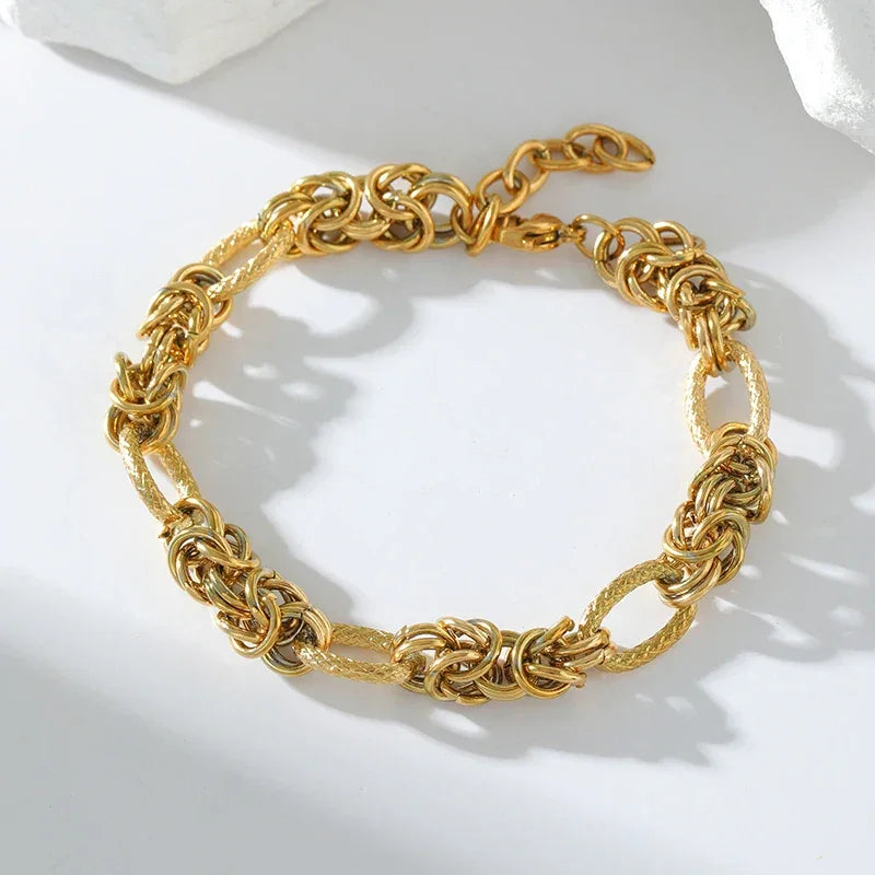 EILIECK 316L Stainless Steel Twisted Bracelet Bangles For Women Trendy 18K Gold Plated Wrist Chain Waterproof Jewelry Gift Party Luxlife Brands