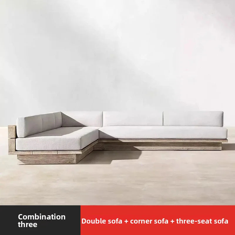 Outdoor Sofa, Creative Garden Courtyard Teak Furniture, Waterproof and Sun-proof, Outdoor Open-air Sofa Set