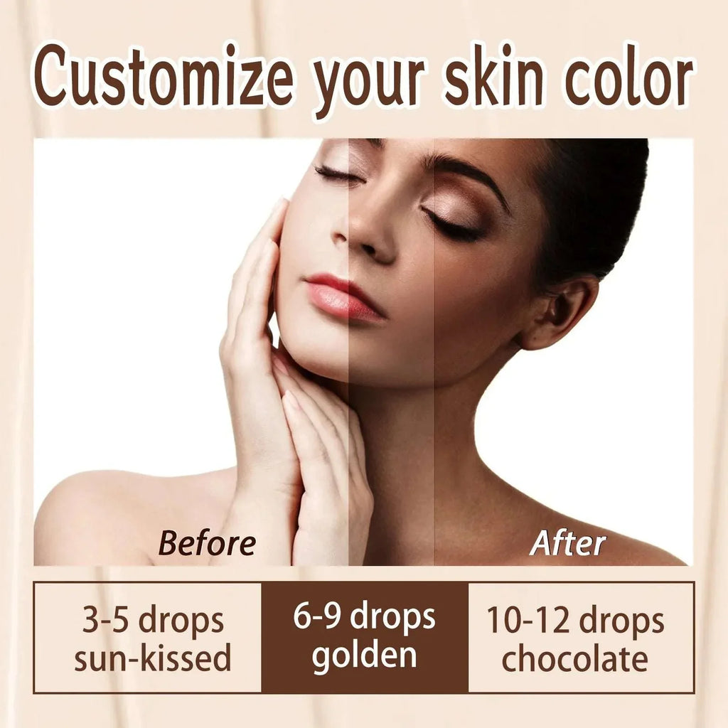 Fake Tan Serum Sunless Tanning Booster Prevent Sunburn Dark Brown Body Bronzer Long Lasting Outdoor Sunbath Self Tanning Drops