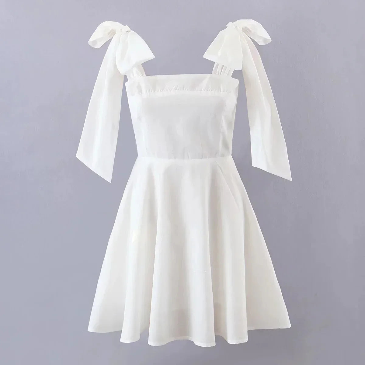 GypsyLady White Elegant Sexy Mini Dress Cotton Summer Holiday Women Dress Bow Tie V-neck Backless Ladies Party Dress Vestidos Luxlife Brands