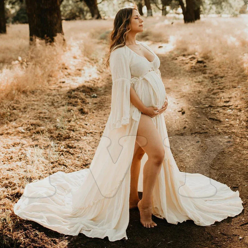 Bohemian Cotton Photo Shoot Pregnancy 2 Pc Gown Luxlife Brands