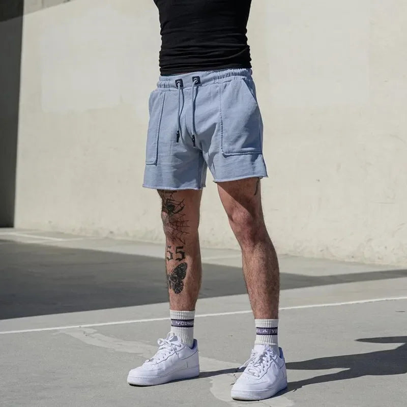 Summer Men's Athletic Shorts Terry Curling Muscle Training Squat Shorts Men's Casual Running Fitness Short-Length Pants LUXLIFE BRANDS