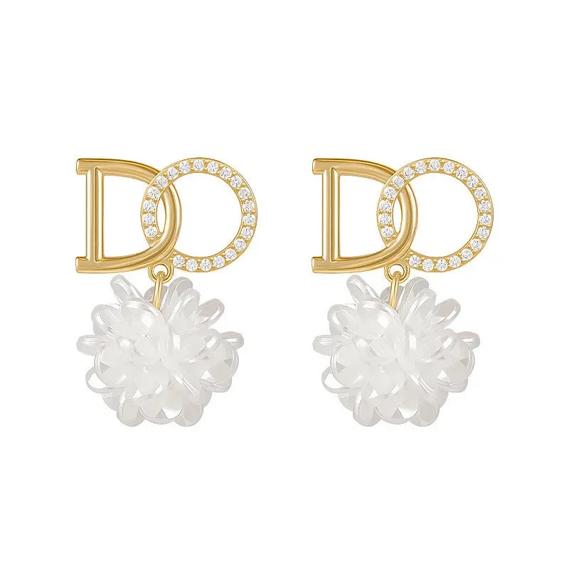 Luxury Zircon Pearl Drop Earrings For Women Girl 2022 Elegant Personality Shiny D Letter Earring Fashion Jewelry Wholesale LUXLIFE BRANDS