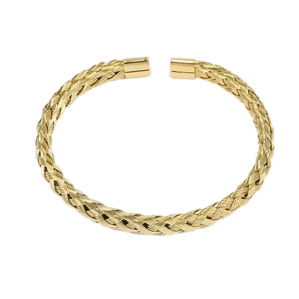 Stainless Steel Gold Color Bangle Bracelets Luxury Brand Stylish Mesh Bangle for Women Men Decoration Jewelry Accessory Gift