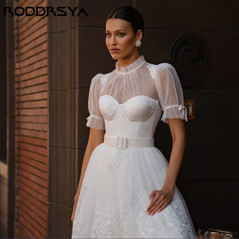 RODDRSYA Princess Wedding Dresses For Women A-Line Illusion Button Back Bridal Gowns Sweetheart Tulle Vestido De Noiva Casamento LUXLIFE BRANDS