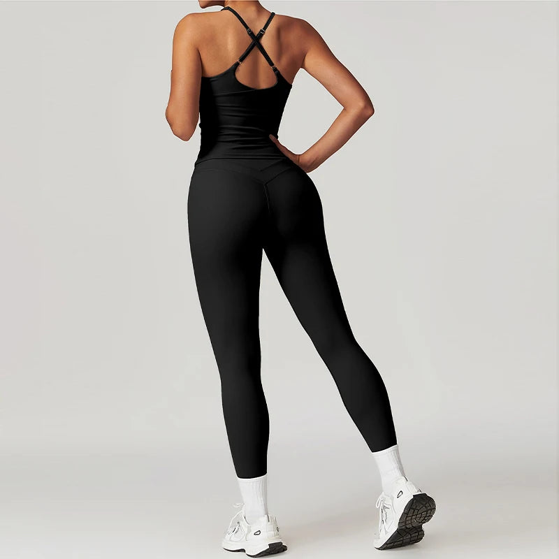 Hearuisavy 2-Piece Yoga Sets Sports Suit Women Fitness Tracksuit Running Workout Shirt Yoga Clothing Quick-Drying Gym Set Women