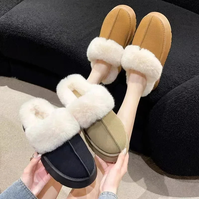 Platform Suede Fur Slippers LUXLIFE BRANDS