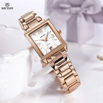 MEGIR Ladies Watches Rose Gold Luxury Women Bracelet Watch for Lovers Fashion Girl Quartz Wristwatch Clock Relogio Feminino 1079 LUXLIFE BRANDS