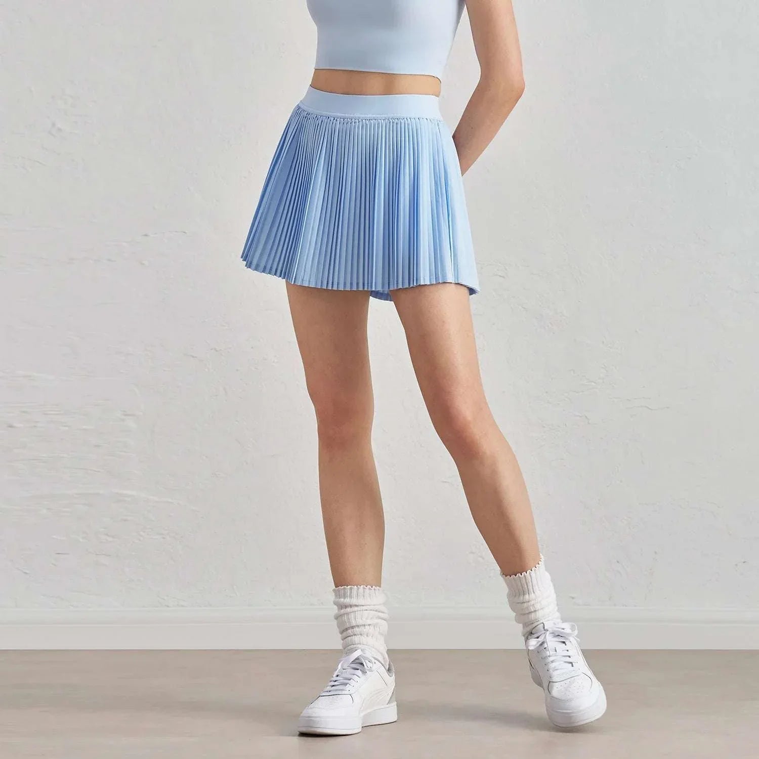 Solid Color Women Tennis Skirts High Waist Yoga Tennis Shorts Dress With Pockets Pleated Pocket Skirt Anti-Exhaust Quick Dry