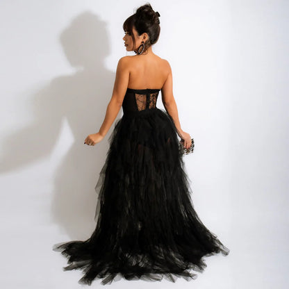 Belle Of The Ball Mesh Corset Maxi Dress