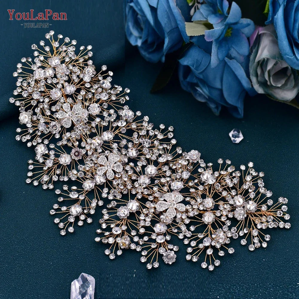 TOPQUEEN Wedding Headband Hair Jewelry Luxury Bride Headdress Hair Accessories Rhinestone Wedding Head Piece Woman Tiara HP240 LUXLIFE BRANDS