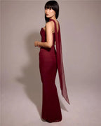 Elegant Wine Strapless Maxi Skirt Set Luxlife Brands