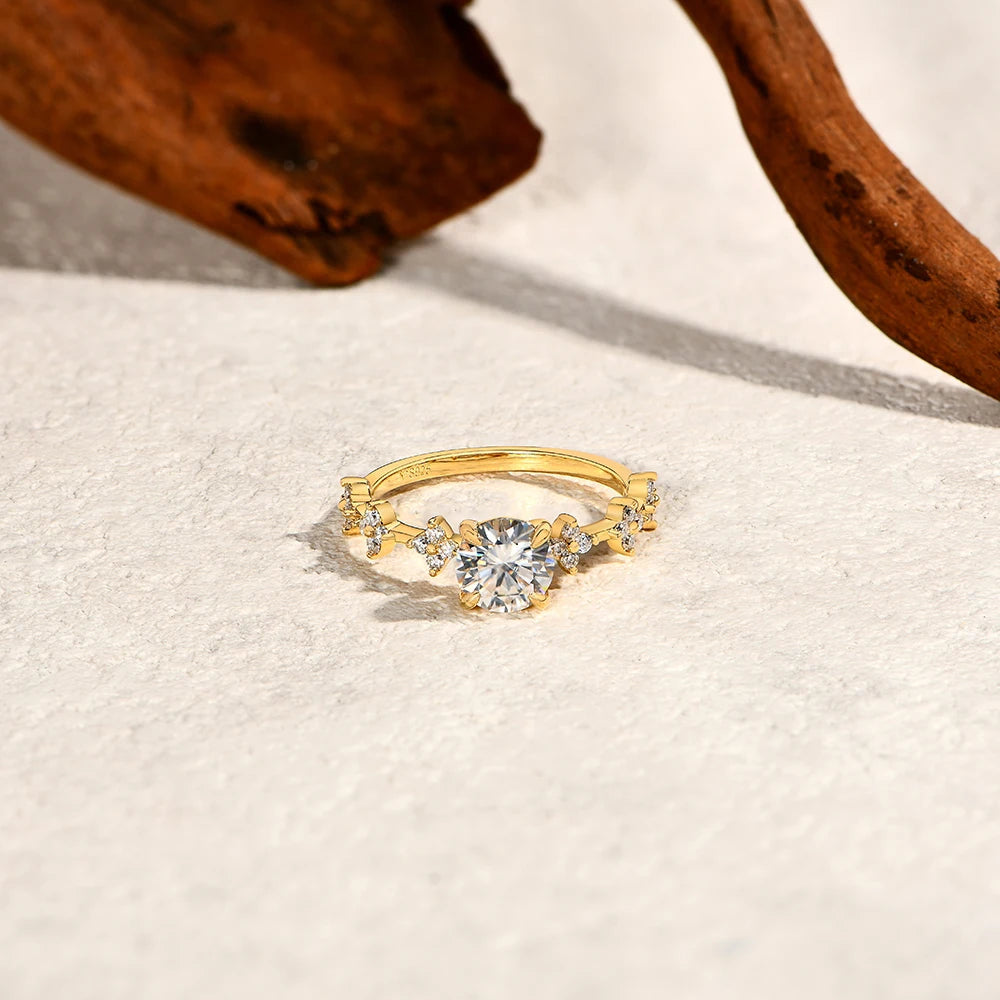 ATTAGEMS New Moissanite Ring for Women Four claws s925 Silver Rings Yellow Gold Plated Classic Anniversary Jewelry Free Shipping Luxlife Brands