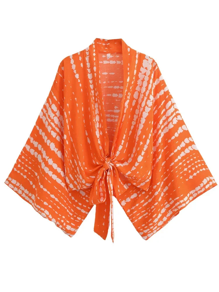 Vintage Boho Kimono Short Robe