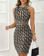 Women Party Dress Geometric Print Sleeveless 2024 Y2k High Waist Dress Summer Vestidos Bandage Party Bodycon Dresses Sexy Luxlife Brands