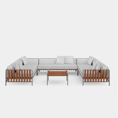 Outdoor stainless steel sofa rattan courtyard villa rain and sun coffee table combination