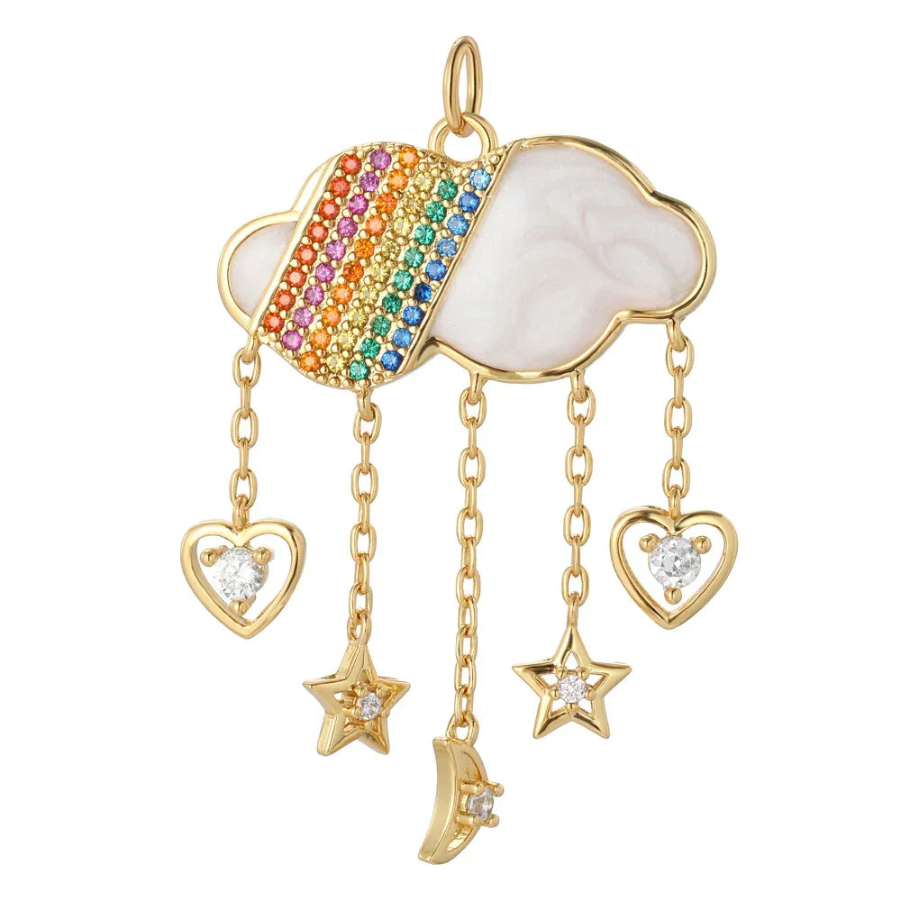 Boho Fashion Shiny Zircon Heart Charms for Jewelry Making Women Pendant Necklace Earrings Diy Stainless Steel Crafts Charms 2025