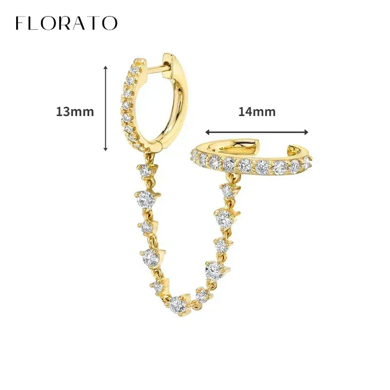 Luxury white crystal zircon earrings 925 sterling silver ear needles Hoop gold earrings For women Fashion Luxury Wedding Jewelry Luxlife Brands
