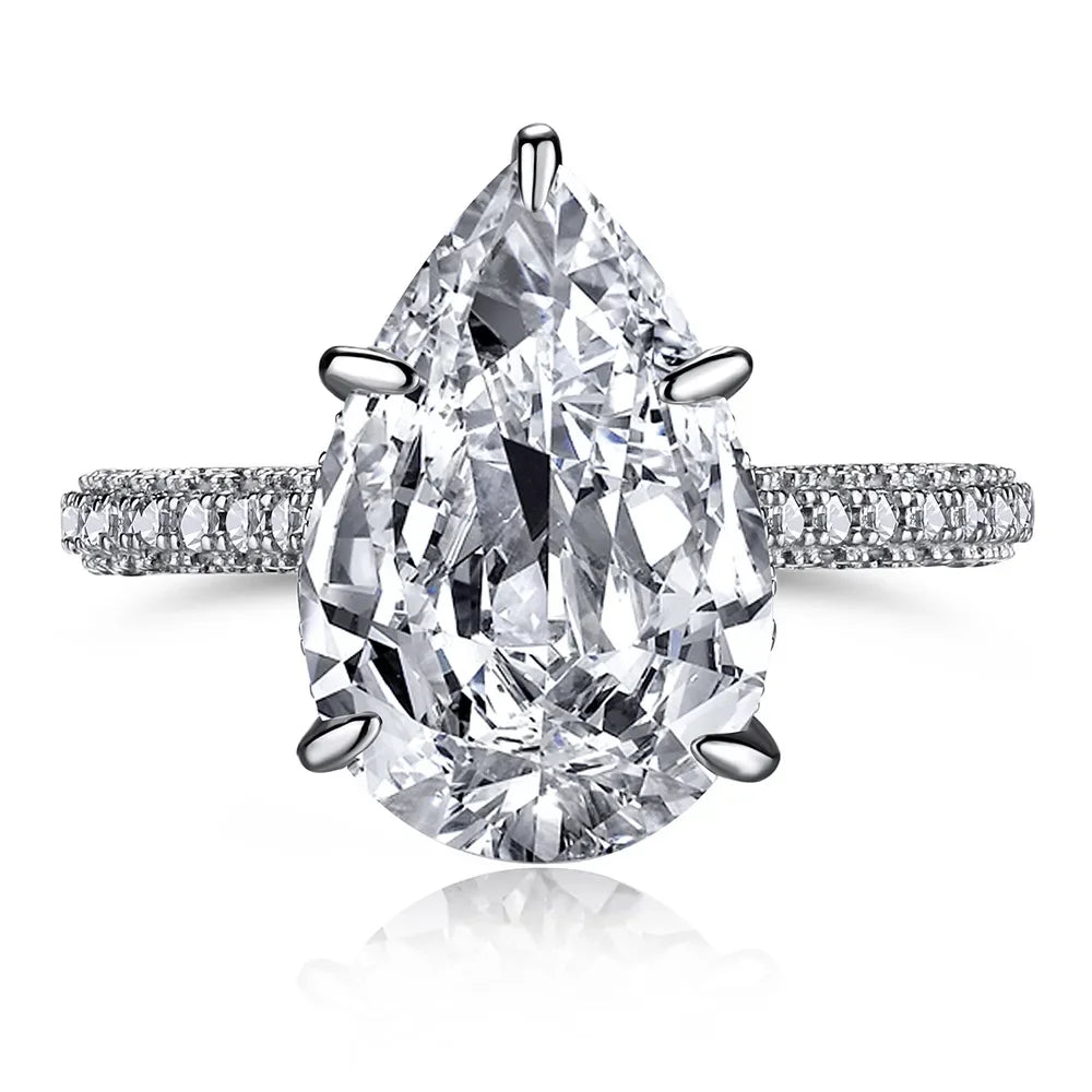 WUIHA New 925 Sterling Silver Oval Pear Cut 5CT/7CT/8CT White Sapphire Created Moissanite Diamonds Ring for Women Gift Wholesale