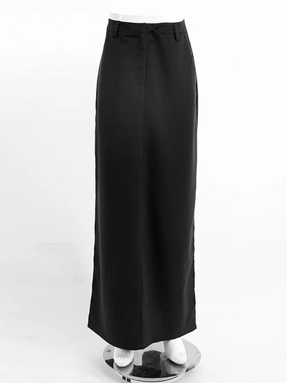 Autumn Maxi High Waist Slit A-line Skirt