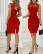 Women Party Dress Geometric Print Sleeveless 2024 Y2k High Waist Dress Summer Vestidos Bandage Party Bodycon Dresses Sexy Luxlife Brands