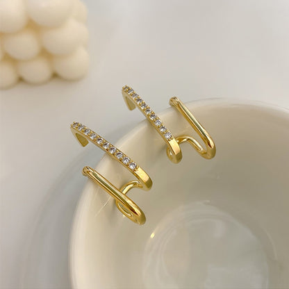 LATS 2022 New Design Irregular U-shaped Gold Color Earrings for Woman Korean Crystal Fashion Jewelry Unusual Accessories Girls