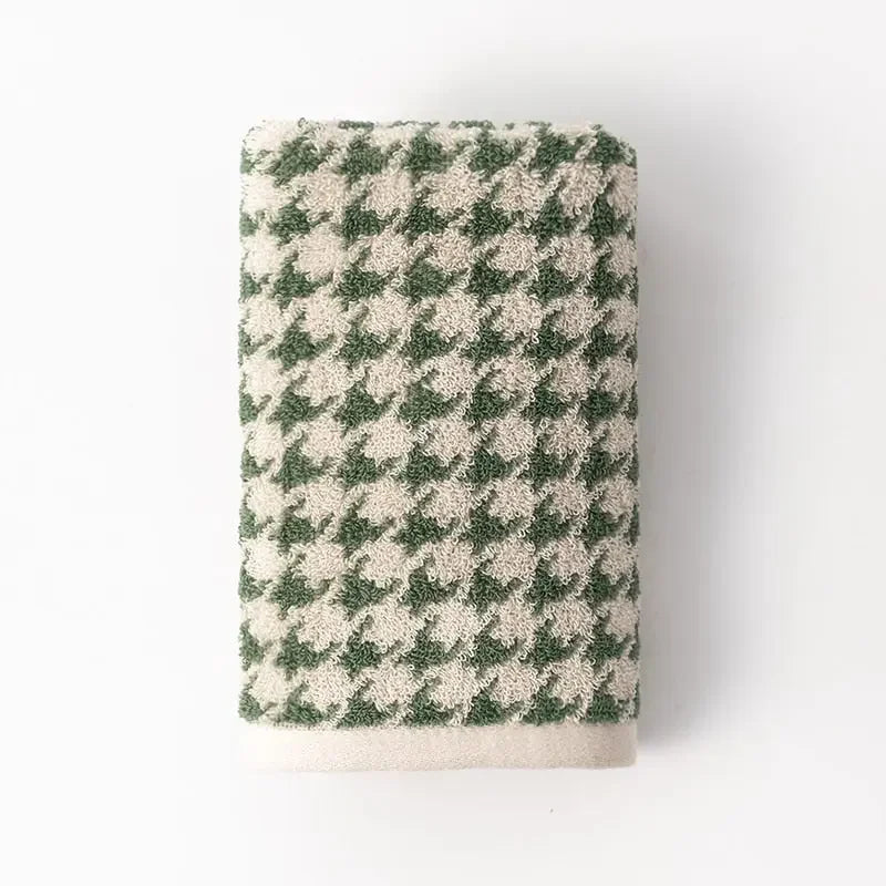 Retro Houndstooth Pure Cotton Towel Classic Plaid Jacquard Series Soft Skin-Friendly Face Towels Super Absorbent Bathroom Towel