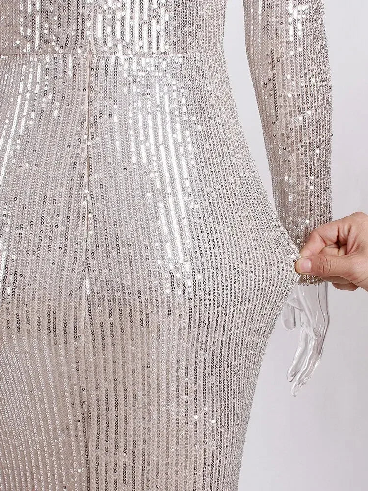 Sequin Slit Maxi Dress