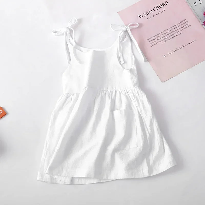 Summer Toddler Girl Dress Solid Cotton Sleeveless Children Dress Kids Sundress Slip Dress Fashion Girls Clothing Luxlife Brands