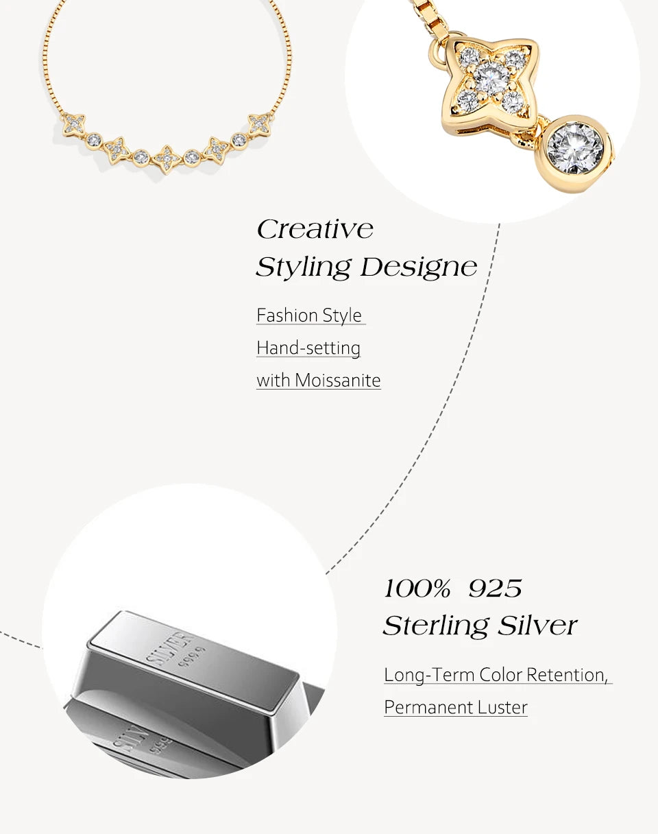 LUX FINE JEWELRY | Starlight D Color VVS1 Moissanite S925 SS Bracelet - Adjustable 24cm Luxlife Brands