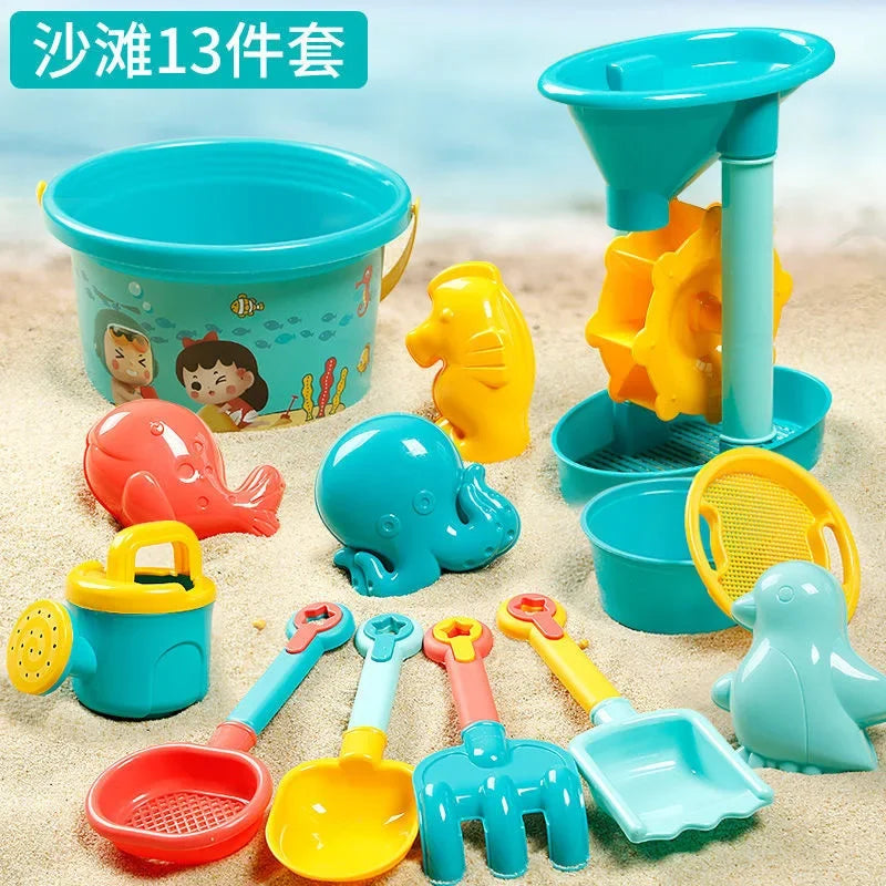 Summer Beach Set Toys For Kids Digging Sand Plastic Bucket Watering Bottle Shovels Children Beach Water Game Toys Tools