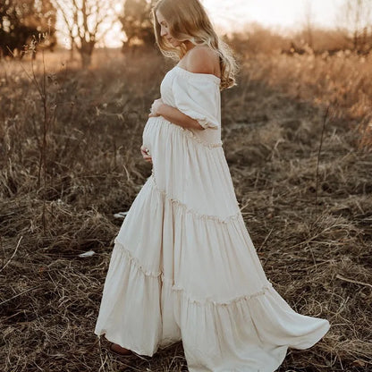 Vintage Boho Maternity Maxi Gown