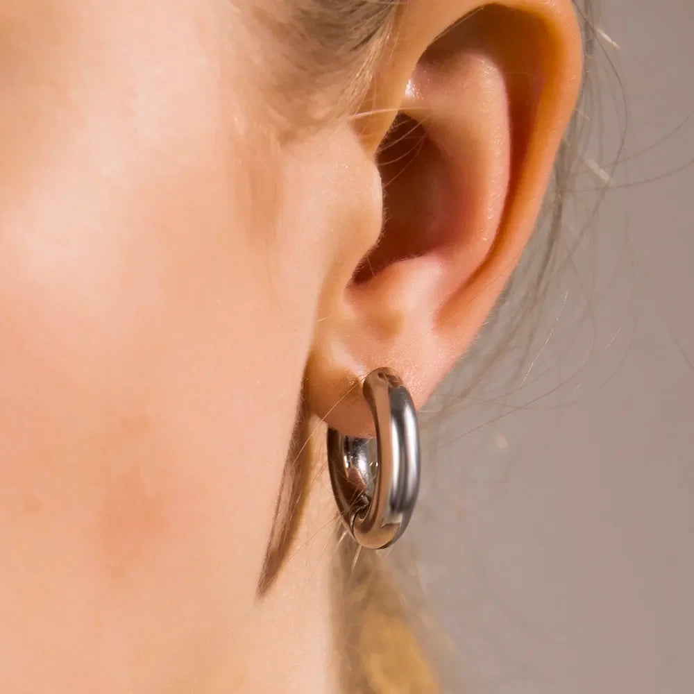 Gold Color Stainless Steel Hoop Earrings for Women Small Simple Round Circle Huggies Ear Rings Steampunk Accessories LUXLIFE BRANDS