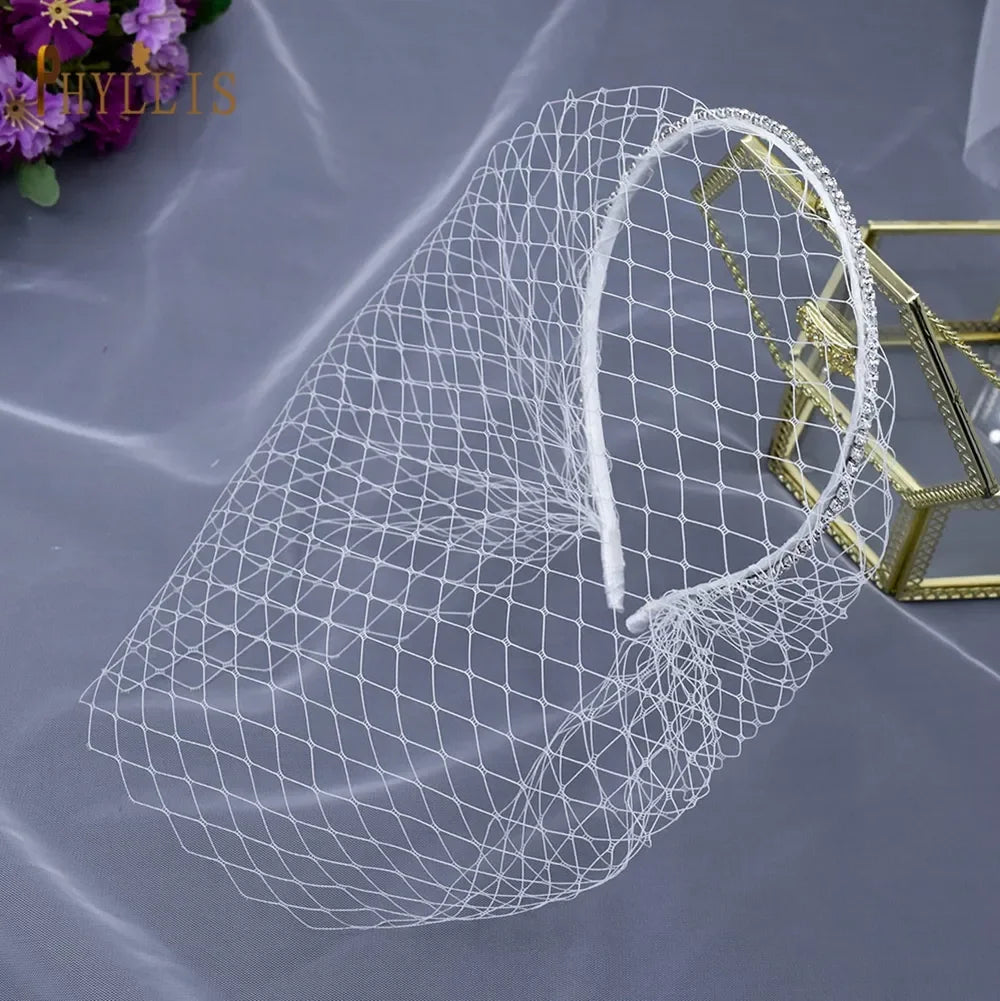 JM21 Black White Headband Veils for Bridal Charming Veil  for Wedding Fascinator Birdcage Veil on the Face Mini Veil LUXLIFE BRANDS